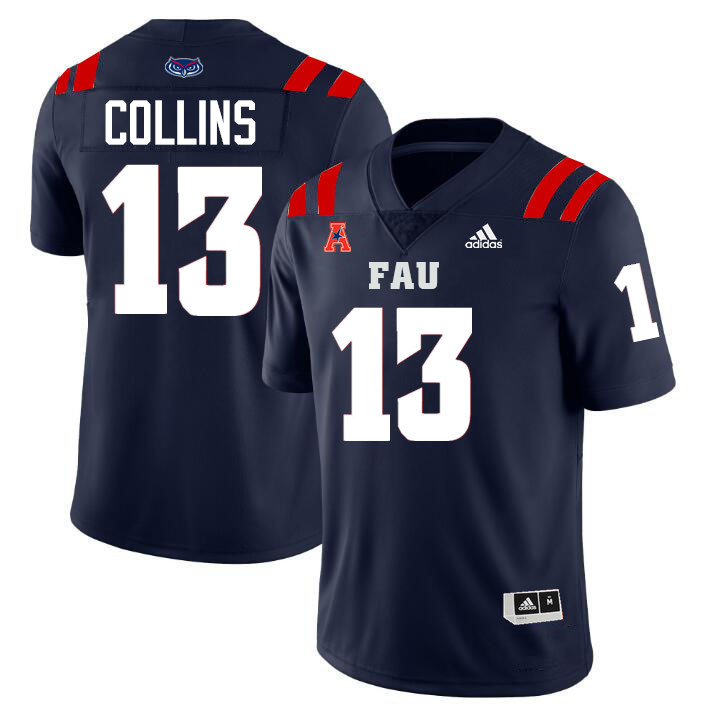 #13 Martavious Collins FAU Jersey,Florida Atlantic Owls Football Jersey,Uniforms,Gears-Navy